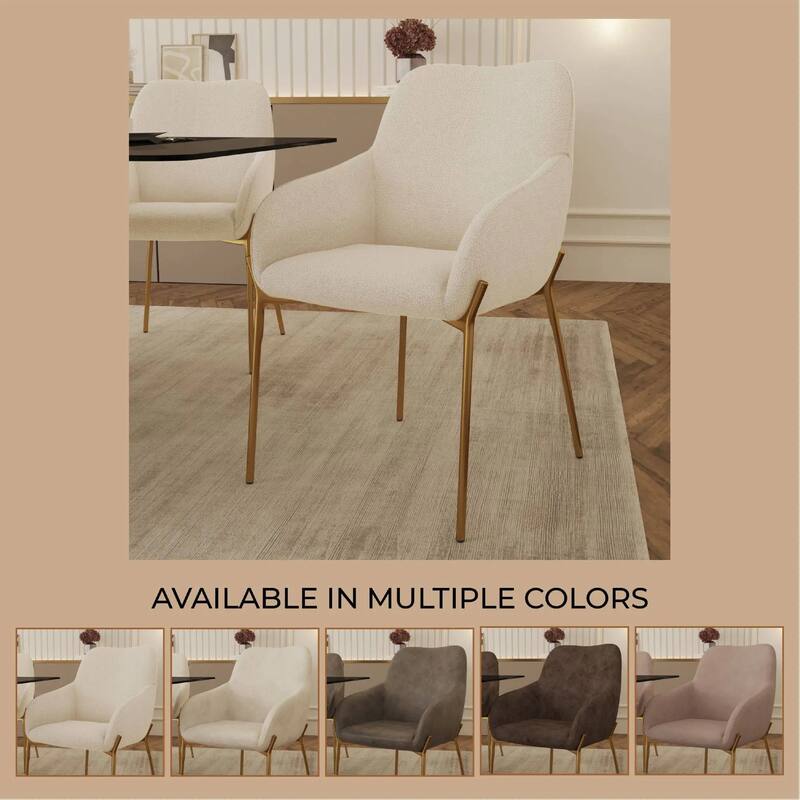 Zaire Upholstered Dining Chair in Velvet/Leather/Boucle with Gold Chrome Iron Set of 4