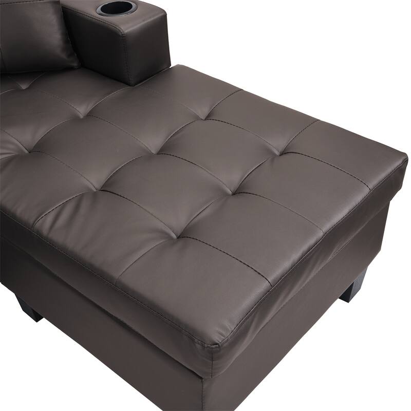 Sectional Sofa Set for Living Room w/L Shape Chaise Lounge,Cup Holder