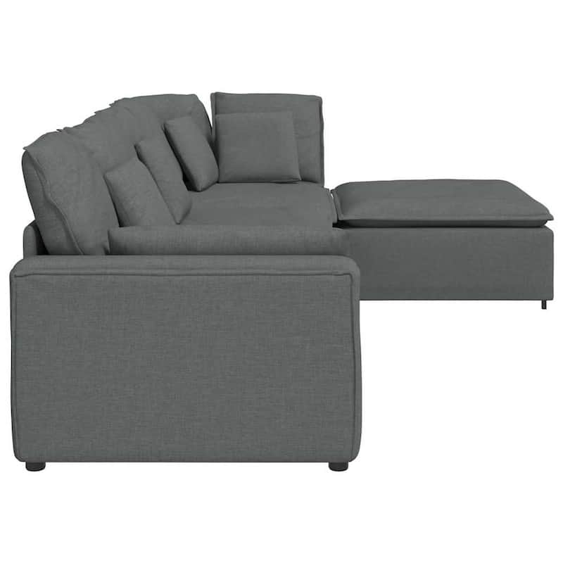 vidaXL Modular Sofa with Footstool&Cushions Fabric Dark Gray - 122.8" x 80.7" x 25.2"