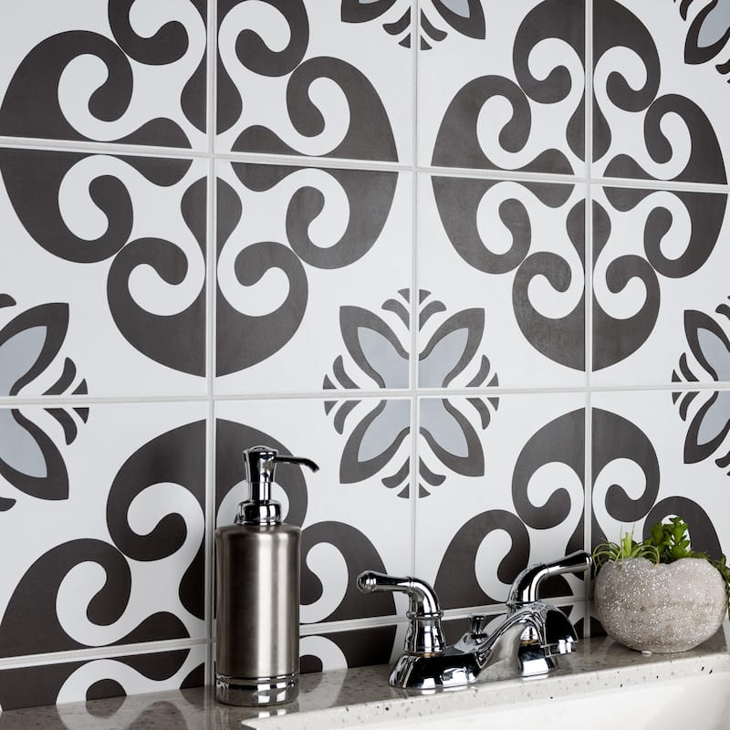 Merola Tile Tierra White 7-3/4" x 7-3/4" Ceramic Floor and Wall Tile