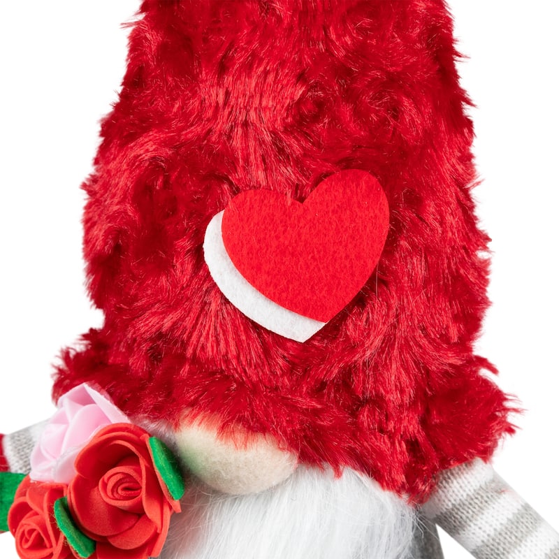 Fuzzy Hat Valentine's Day Gnomes - 11.5" - Red and Gray - Set of 2