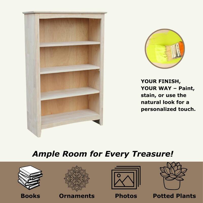 International Concepts Solid Wood Shaker Bookcase