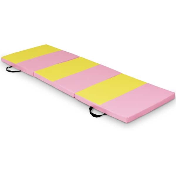 Shop Costway Pink Yellow Tri Fold Gymnastics Mat 6 X2 Folding