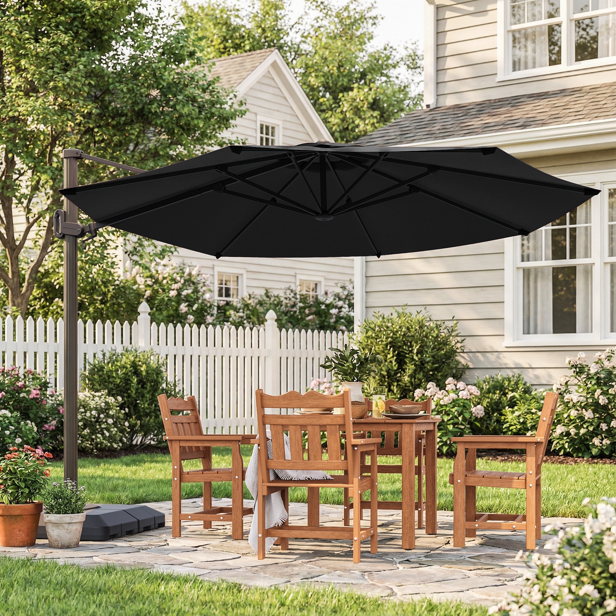 BONOSUKI 11-foot 360 Rotation All-aluminum Cantilever Patio Umbrella with Base