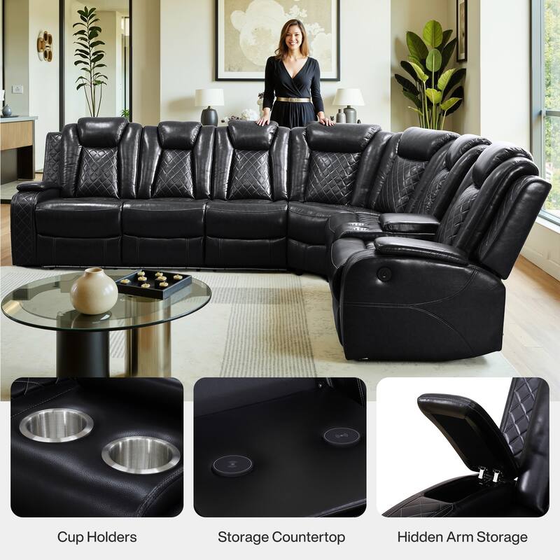 Off-White Breathing Leather 3-Piece Living Room Recliner Sofa set