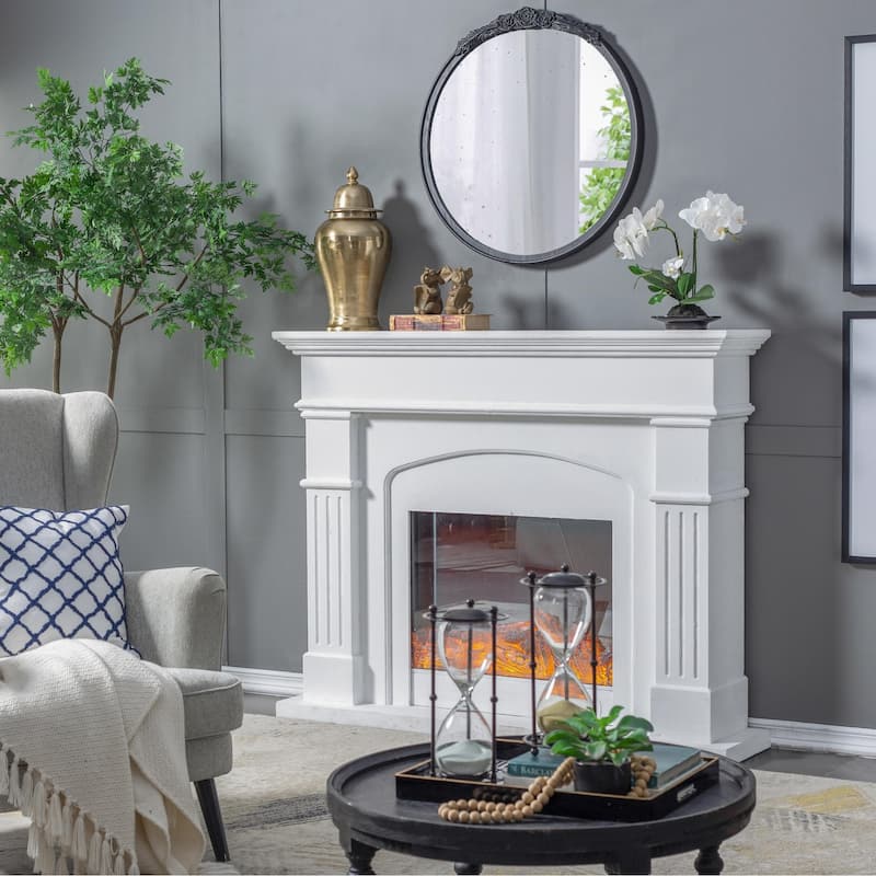 Mid-Century Style Living Room Round Mirror