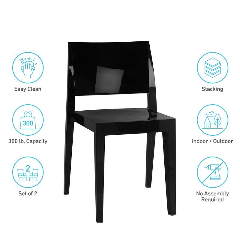 WRGHOME Modern Stacking Patio Dining Side Chair Indoor/Outdoor (Set of 2) - 31.10'' H X 19.29'' W X 19.68'' D