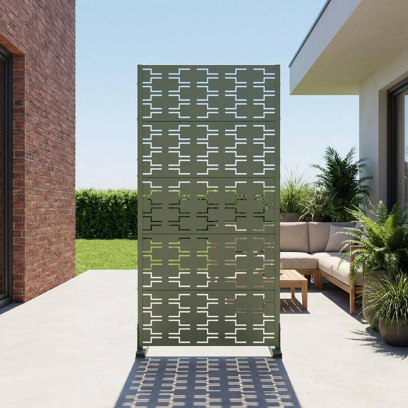 72" H×47"W Dovelina Black Outdoor Freestanding Metal Privacy Screen Decorative Garden Fence