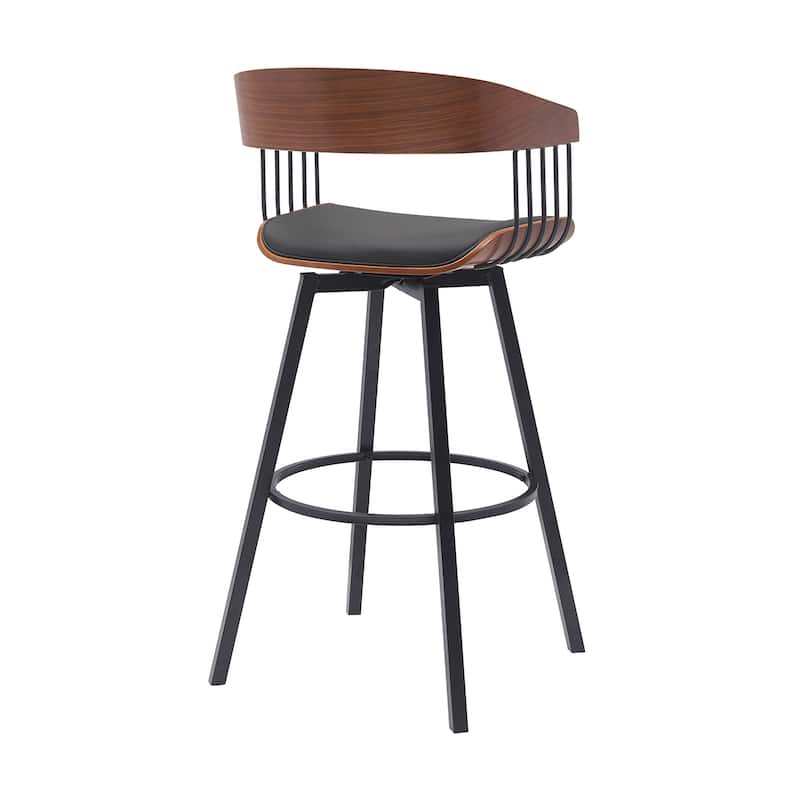 Athena Wood and Metal Upholstered Bar or Counter Swivel Stool