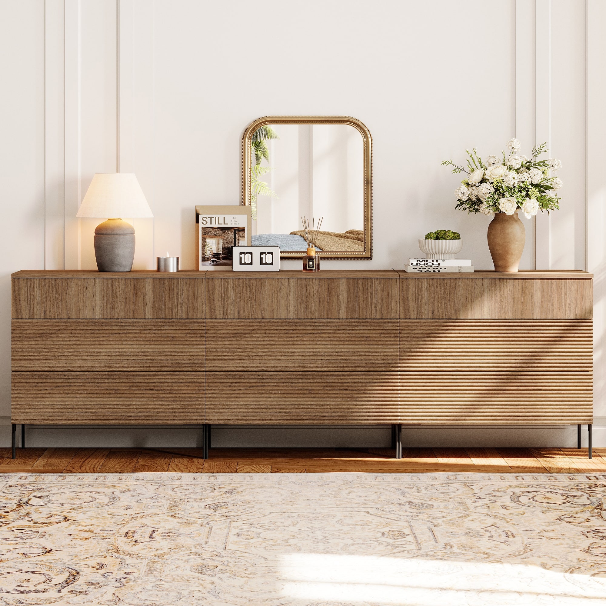design dresser Dovetail 6-Drawer Dresser, Graphite providing a tidier and more structured home environment. Salone Double Dresser