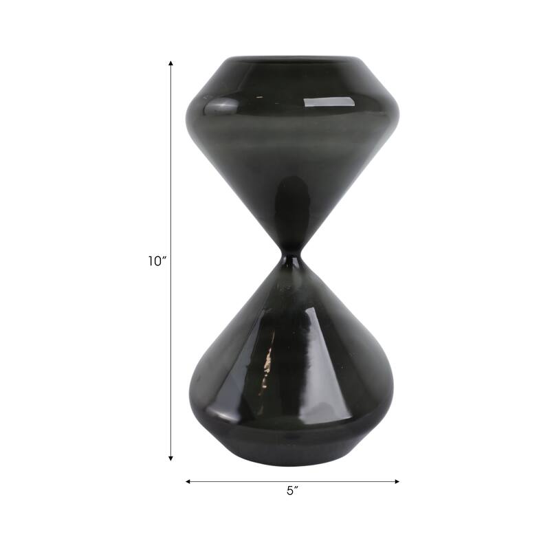Glass Hourglass Shape Decorative Object Modern Home Decor - 10" White - 5" x 5" x 10"