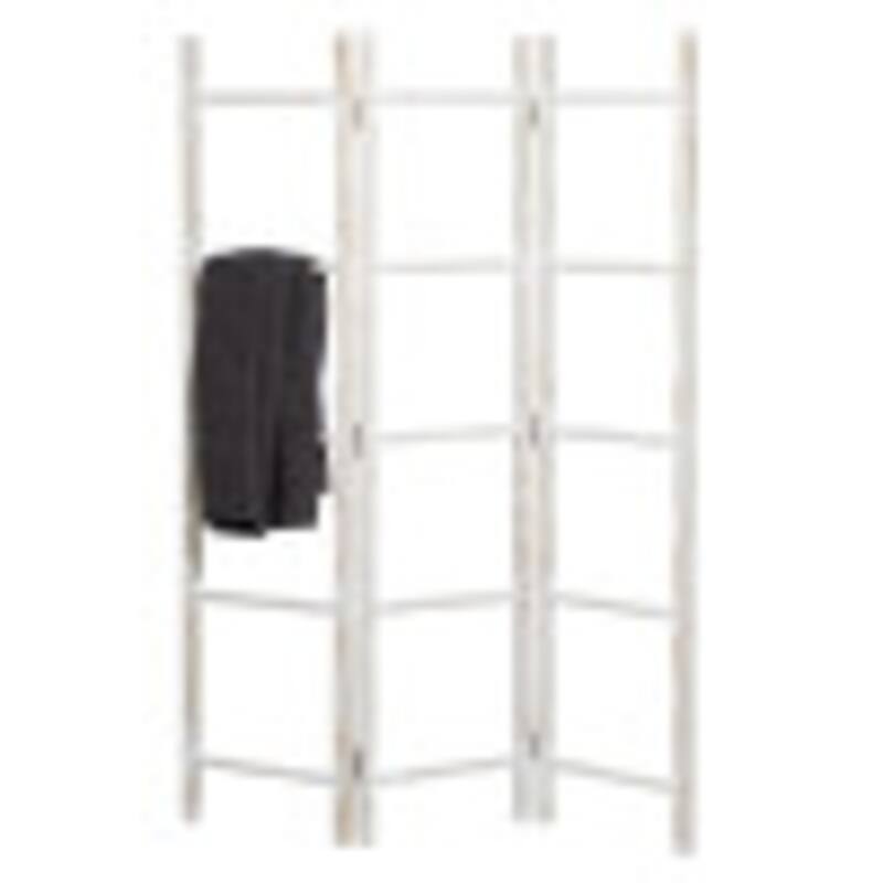 Wood Ladder 15 Rung Ladder with 3 Panels - White - Roche River Decor - 2"Wx48"Lx71"H - White