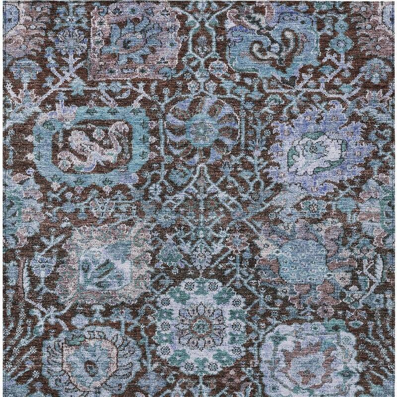 HomeRoots Damask Traditional Rectangle Outdoor Rug