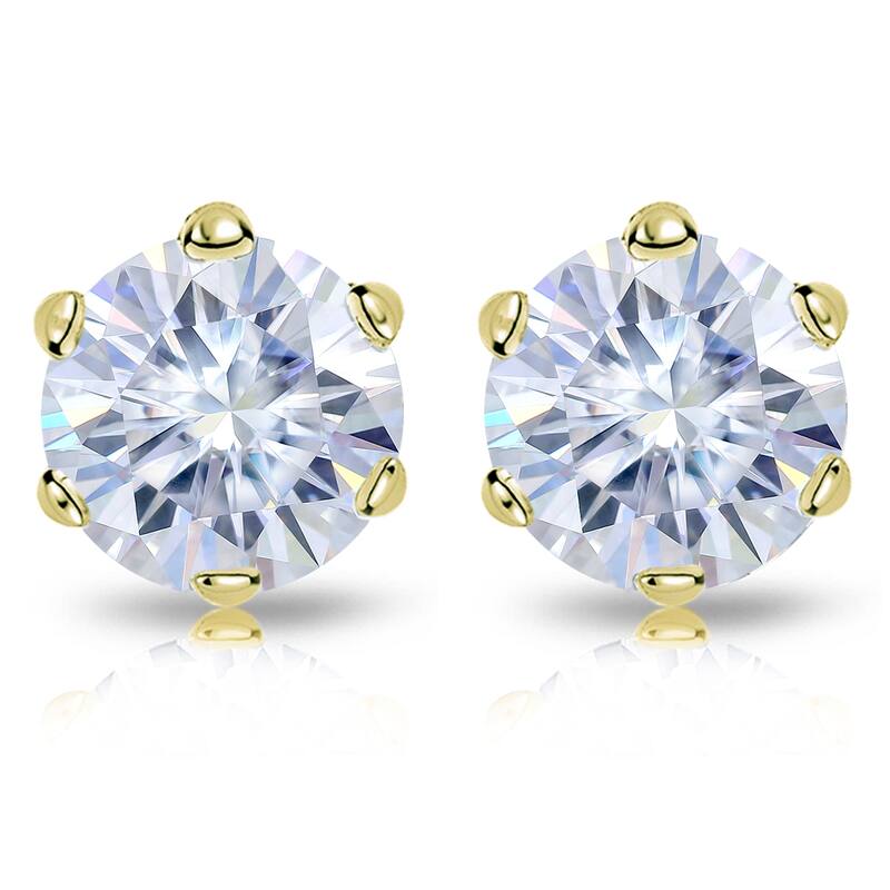 Auriya 2 1/2ctw Round Moissanite Stud Earrings 14k Gold - 7 mm