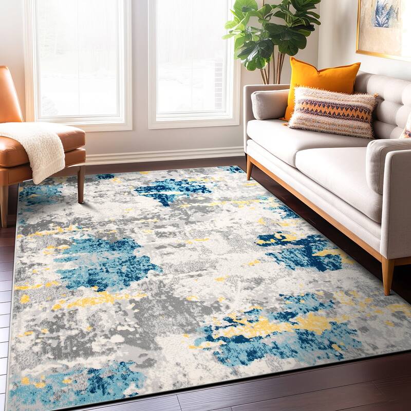 Porch & Den Tanoak Distressed Abstract Pattern Area Rug - 7' 10" x 10' - Cream - Runner/Rectangle