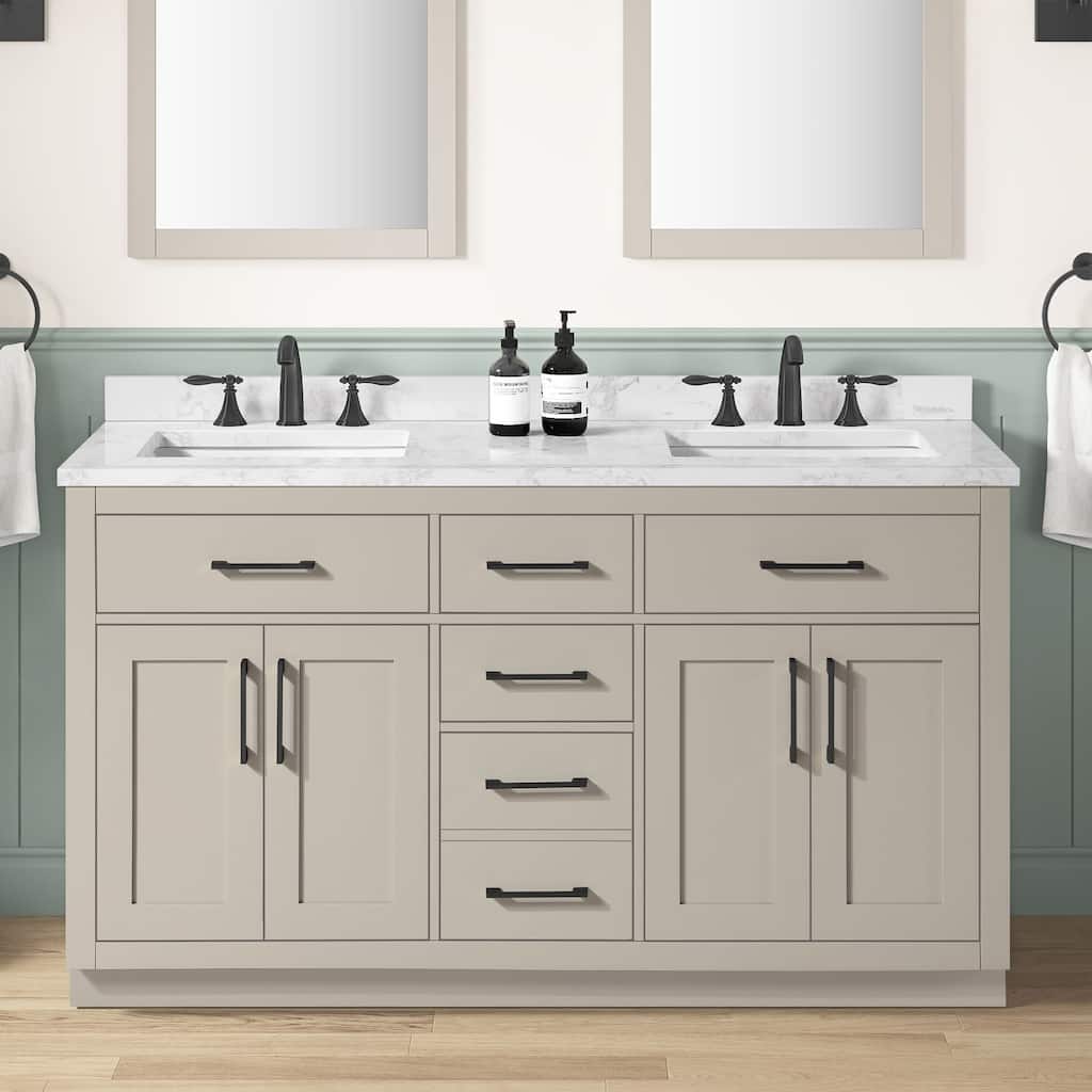 Ove Decors 15VVA-ALO260 Athea 60" Free Standing Double Basin Vanity