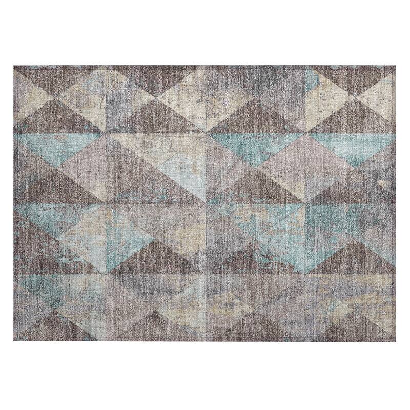 Machine Washable Indoor/ Outdoor Contemporary Diamonds Chantille Rug
