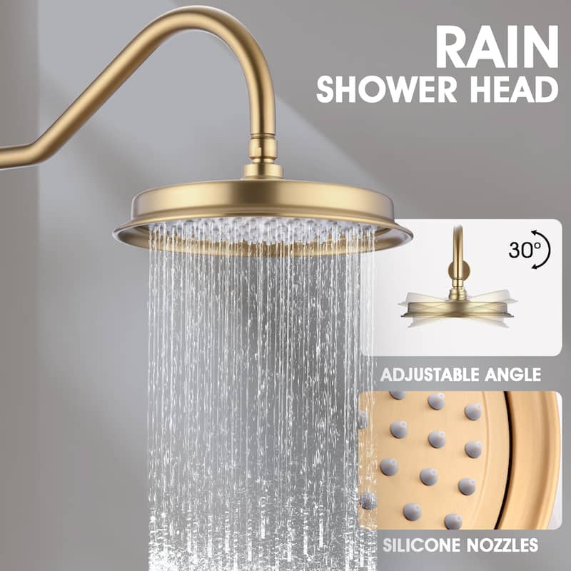 PROOX 9" Rain ShowerHead Body jet System with handheld shower Rough-in Valve