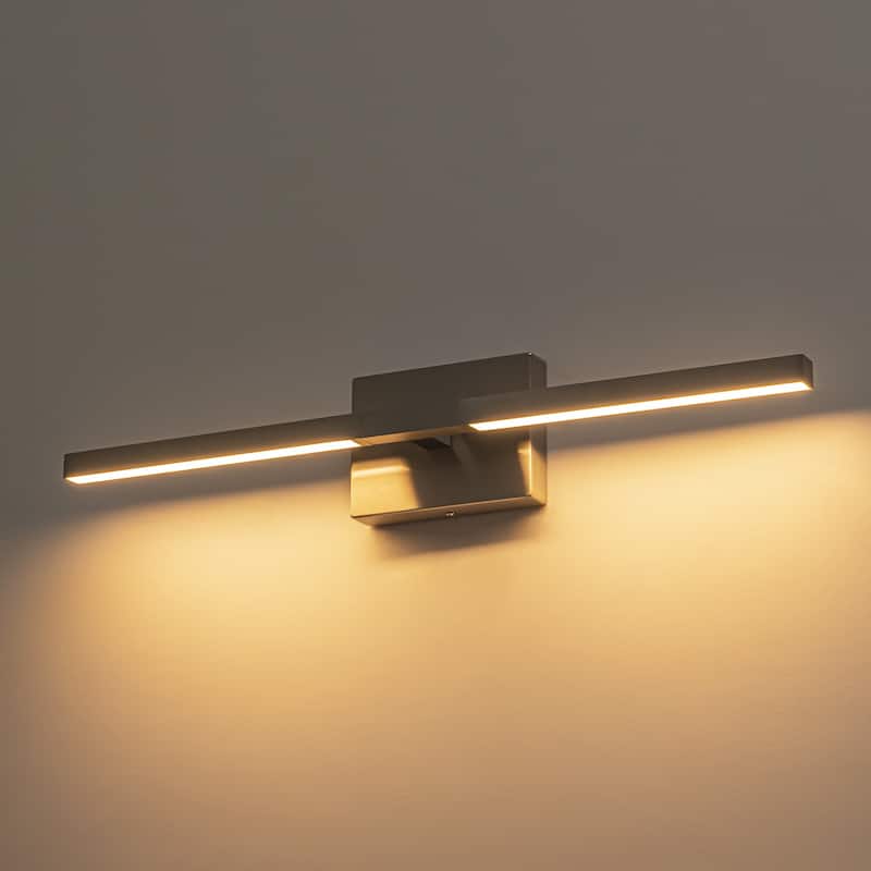 23.6" W Modern Matte Black/Stained Nickel 3000K Dimmable LED Bathroom Vanity Wall Light