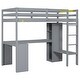 preview thumbnail 7 of 24, Wood Loft Bed Frame with Storage Shelves,1 Cabinet and 2 Drawers,L-shaped Desk,Full Size