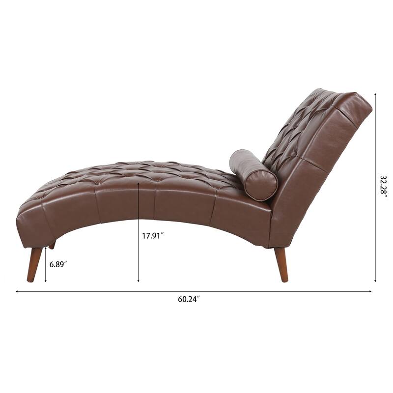 Christopher Knight Home - Arlo Upholstered Chaise Lounge with Rolling Pillow and Birch Legs