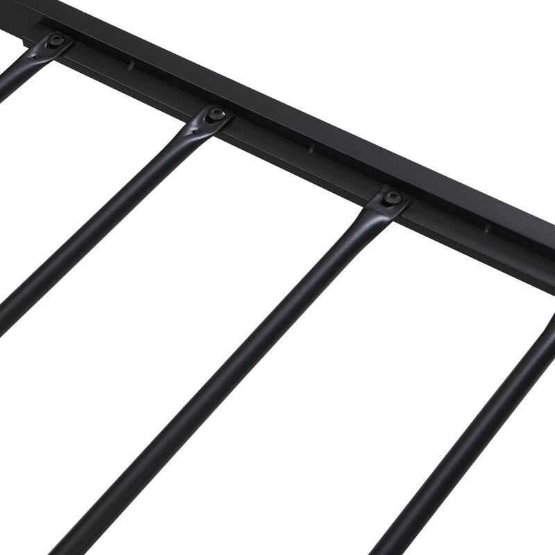 Modern Full/Queen/King Metal Platform Bed Frame with USB Charging Ports, Wooden Headboard, and Storage