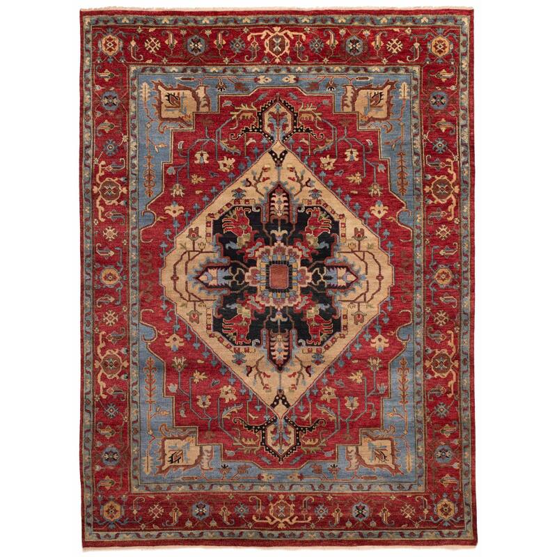 ECARPETGALLERY Hand-knotted Serapi Heritage Dark Red Wool Rug - 8'10 x 12'1
