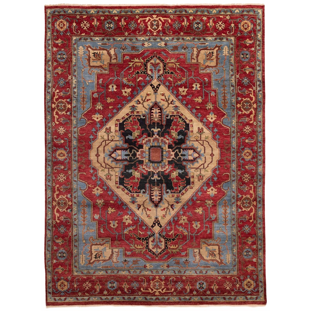 ECARPETGALLERY Hand-knotted Serapi Heritage Dark Red Wool Rug - 8'10 x 12'1