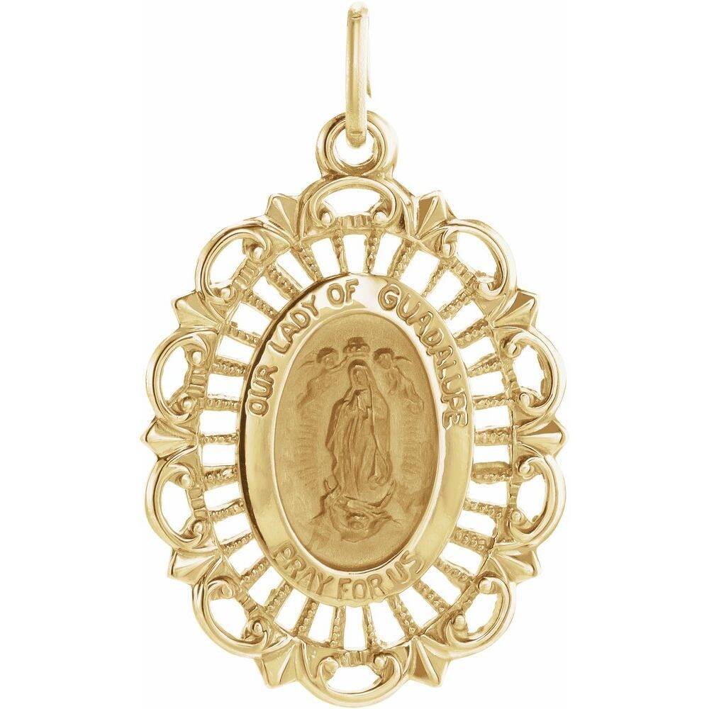 14k Yellow Gold 21.5x15mm Our Lady of Guadalupe Medal Pendant ...