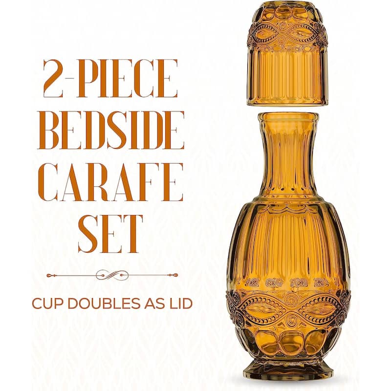 Elle Decor Bedside Water Carafe with Tumbler Matching Drinking Glass