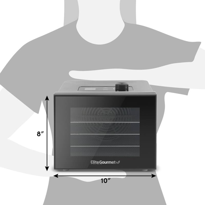 Elite Gourmet Digital Food Dehydrator with 4 Stainless Steel Trays, Black