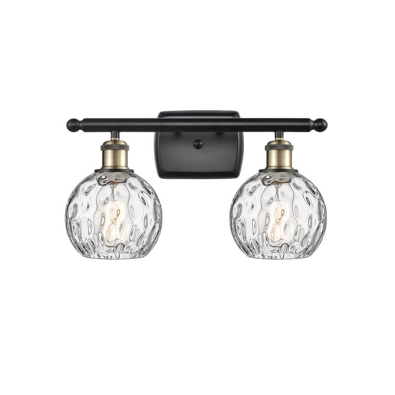 Innovations Lighting Athens Water Glass 2 Light 16" Bath Vanity Light - Black Antique Brass