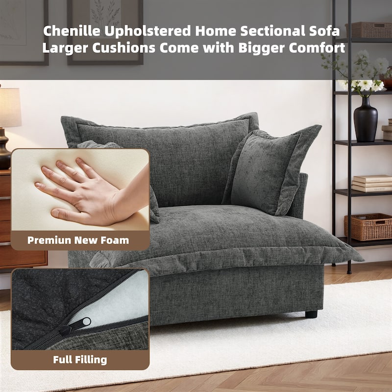 Double Layer Cushion Comfy Cloud Modular Sectional Sofa Couch Ottoman