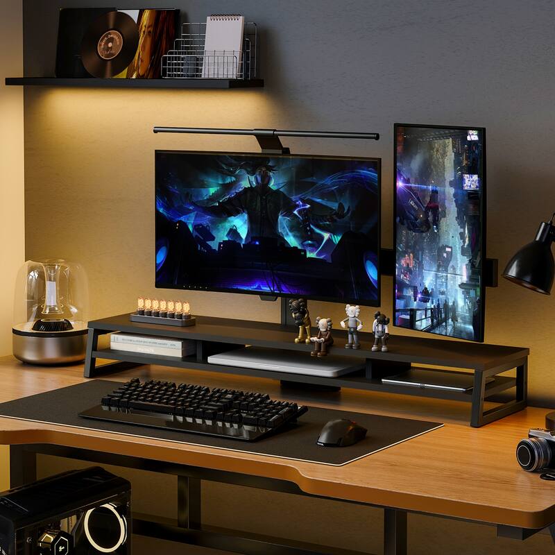 Fenge Dual Monitor Stand Riser for Desk, 42.5in Large Monitor Stand for 2 Monitor - 42.5x9.2x5.4 inches