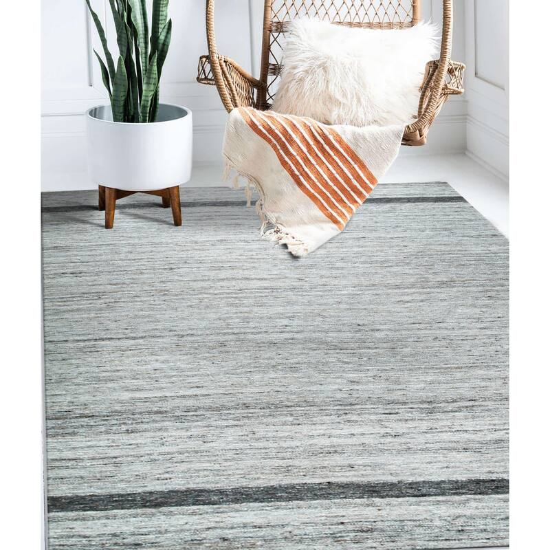 Ivory Hand-Woven Wool Contemporary Natural Wool Flat Area Rug