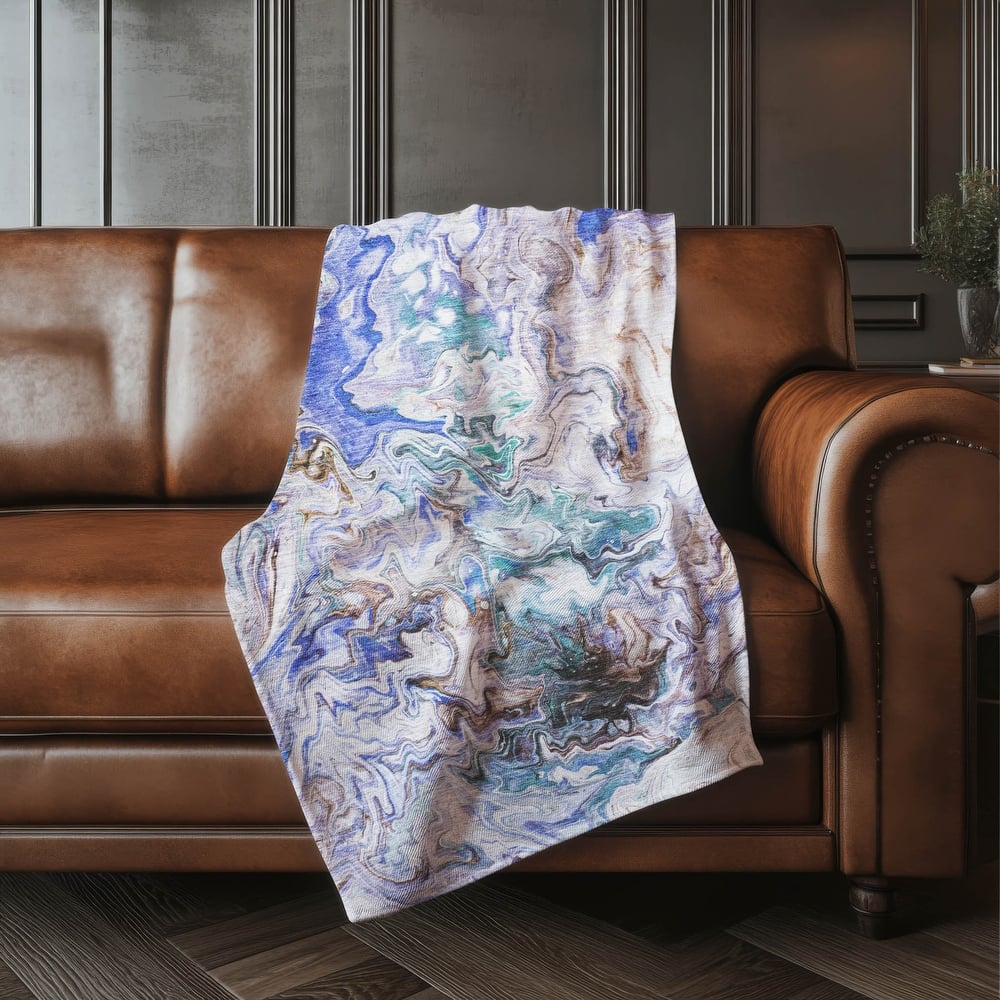 Premium Machine Washable Abstract Watercolor Sherpa Throw Blanket