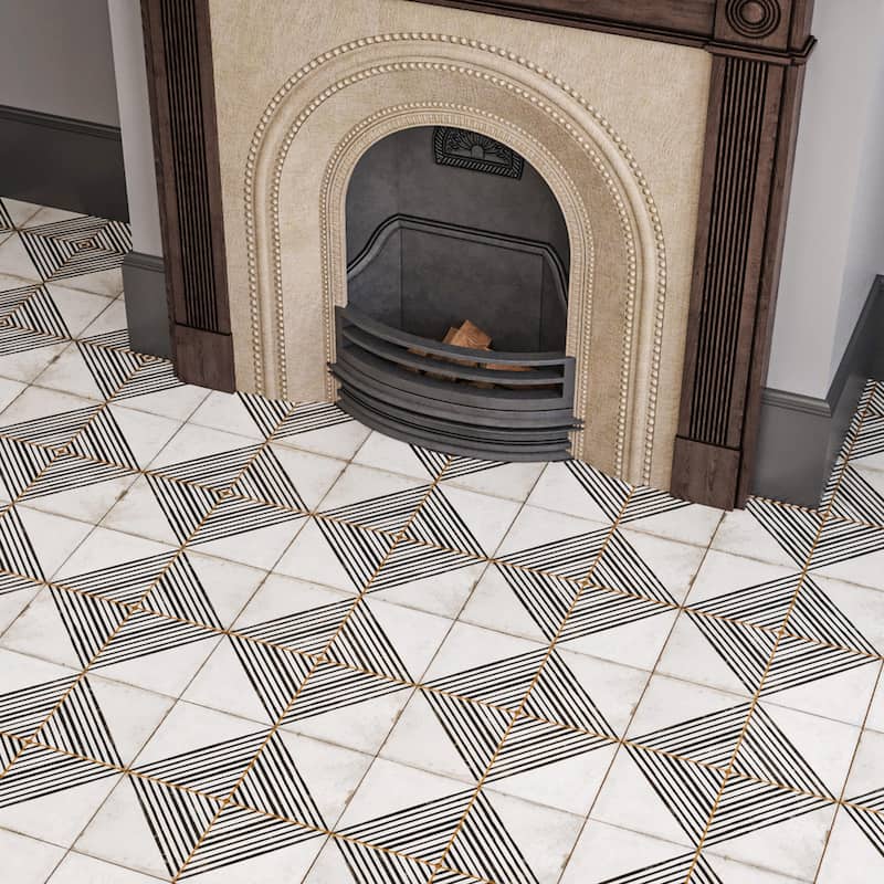 Merola Tile Kings Rombos Nero 17-5/8" x 17-5/8" Ceramic Floor and Wall Tile
