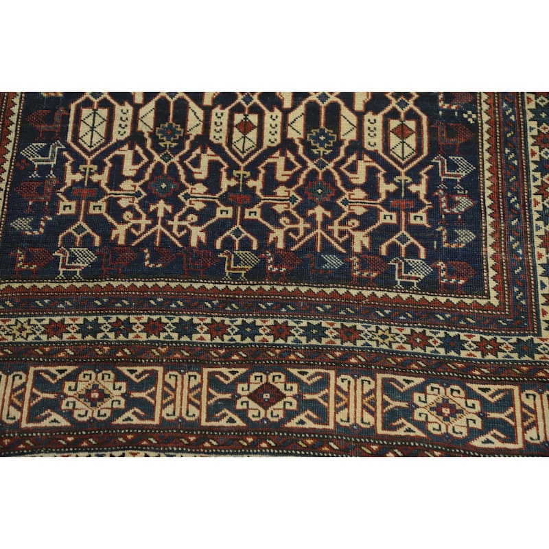Hand Knotted Oriental 100% Wool Carpet Traditional Geometric Beige & Ivories Kazak Area Rug - 6' 5'' X 4' 5''