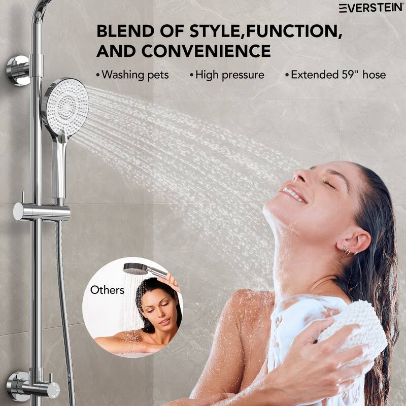 Wall Mount Pressure-Balanced Shower System 10"Rainfall Shower Head with Slider Bar Handheld