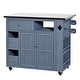 preview thumbnail 16 of 53, Extendable Solid Wood Kitchen Island with Stainless Top Drawers and Wheels