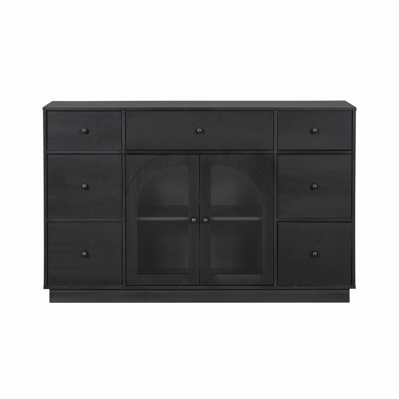 55.1" Large Storage Cabinet with 2 Doors and 7 Drawers for Living and Dining Room Organization