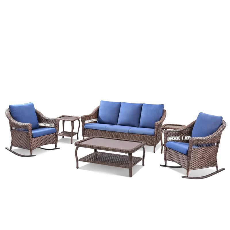 Pocassy 6 Piece Sofa Rocker Chair with Coffee Table