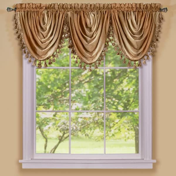 slide 2 of 8, Achim Ombre Window Multicolored Curtain Waterfall Valance - 46x42