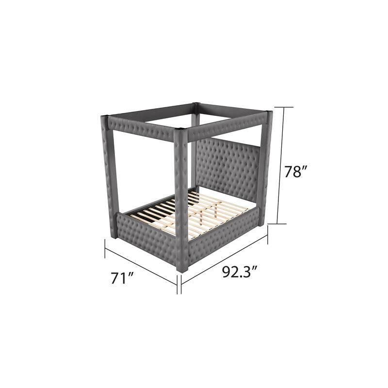 Monica Modern Style Crystal Tufted 4PC/5PC Vanity Bedroom Set Made with Wood