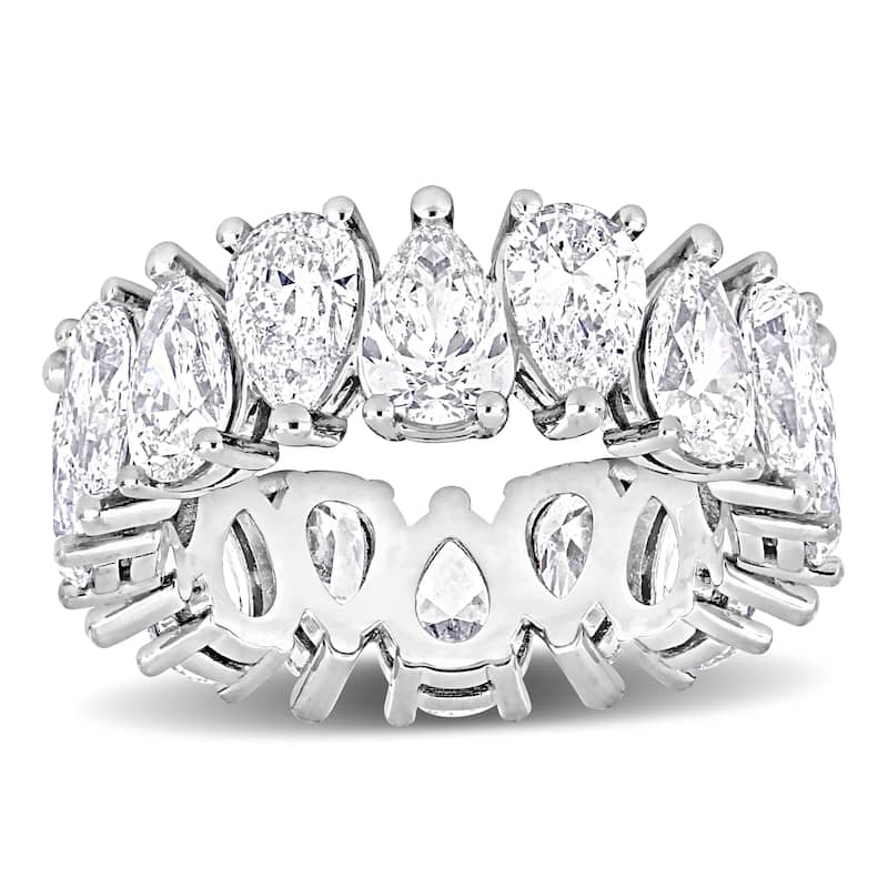 Miadora 8ct TDW Pear-Shape Diamond Eternity Ring in White Platinum
