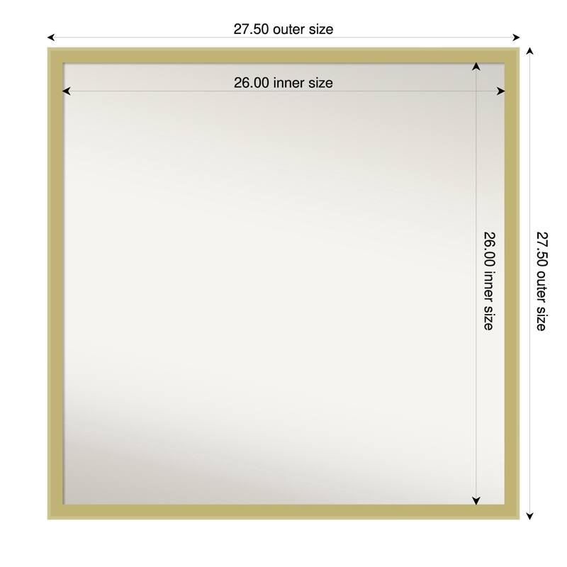 Incline Non-Beveled Wood Framed Wall Mirror - 28 x 28 in - Incline Light Gold