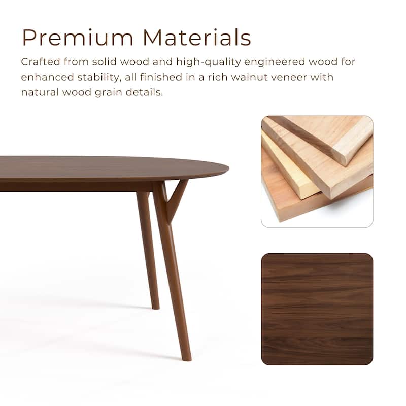 Furniture of America Beau II Mid-century Walnut 71-inch Wood Oval Dining Table