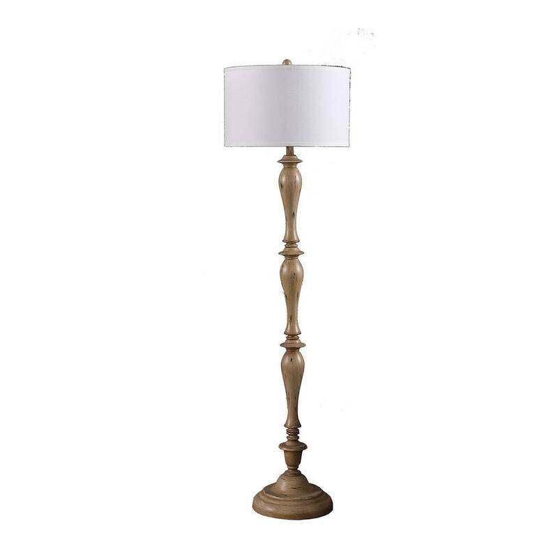 Mid-Century Modern In Coastal Wood Effect Polyresin Floor Lamp