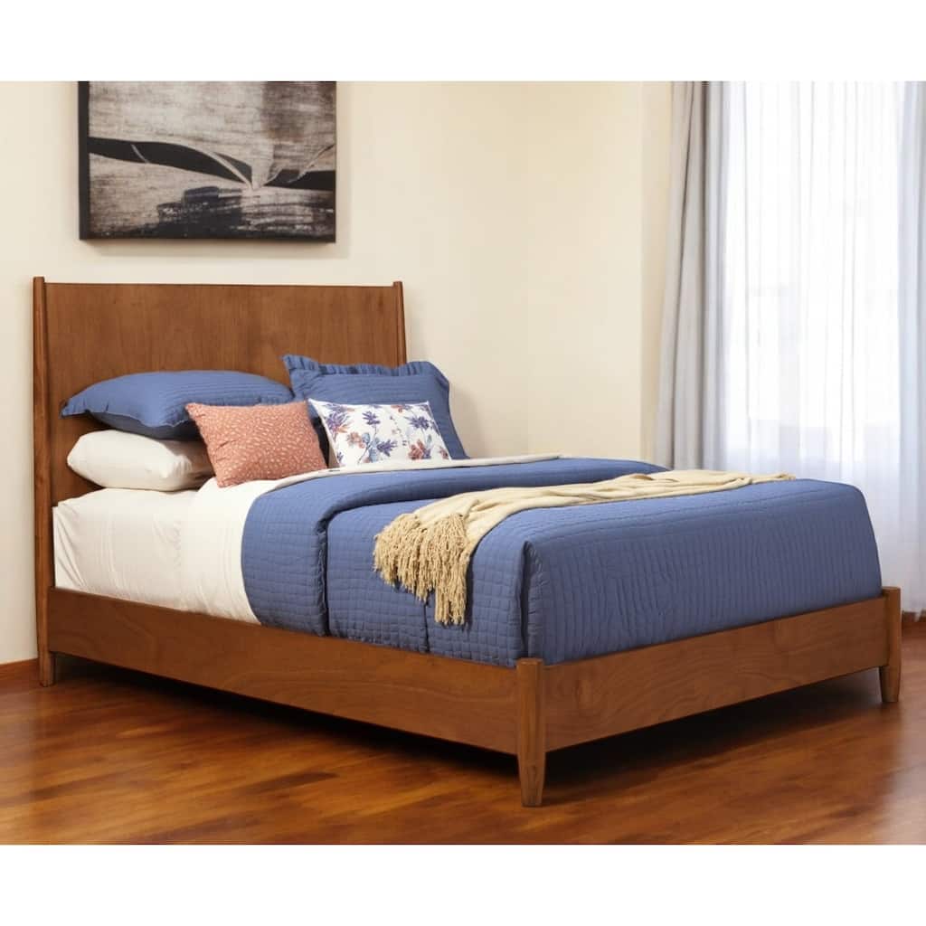 HomeRoots Brown Solid Wood Queen Bed Frame