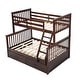 preview thumbnail 9 of 16, Modern & Simple Style Twin over Full Stairway Bunk Bed, Save Space or Split Into 2 Beds, Comfort to Any Bedroom, Expresso